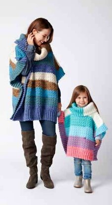Mom and Me Crochet Ponchos in Bernat Pop! - Downloadable PDF