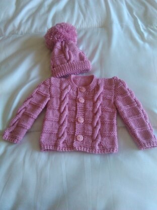Baby girl cardigan and hat