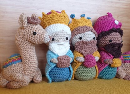 Nativity Scene Mary Joseph Jesus Donkey Sheep Melchior Balthasar Gaspar Camel Krippe Manger amigurumi three Magi