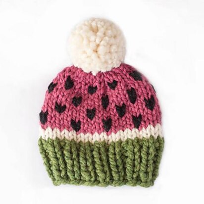 Watermelon Hat Toque Winter Chunky Pompom