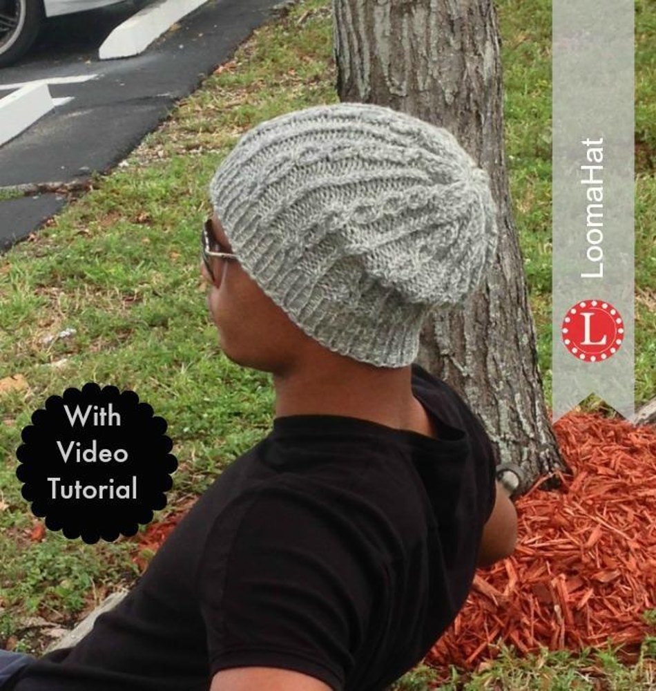 Loom knit slouchy hat deals