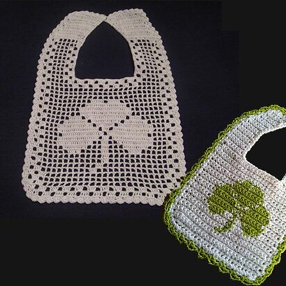 Filet Crochet Bib - Shamrock