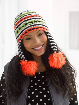 Slip Stitch Pom Hat in Lion Brand Vanna's Choice - L32257