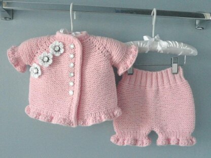 Knitting PATTERN Baby Girl Knitted Diaper Cover Baby Cardigan by Elena Mitchell