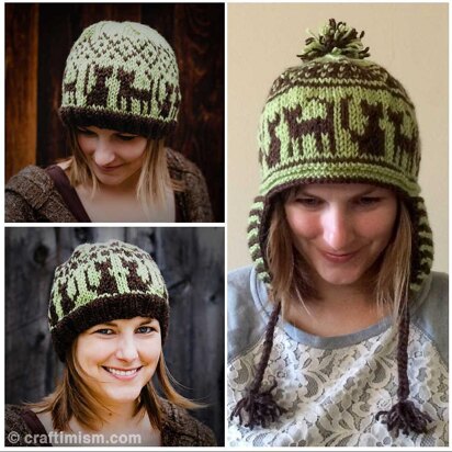 Cat Earflap/beanie Patterned Knit Hat - knitting pattern