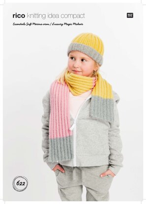 Hat and Scarf in Rico Essentials Soft Merino Aran and Luxury Magic Mohair - 622 - Downloadable PDF
