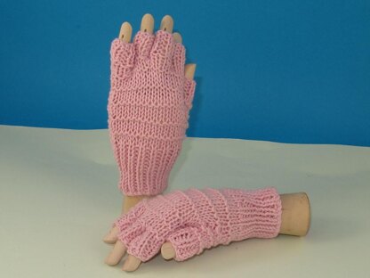 Simple Stripe Short Finger Gloves