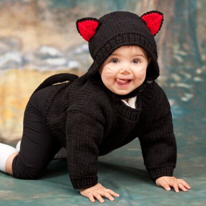 Baby Black Cat in Red Heart Super Saver Economy Solids - LW2828