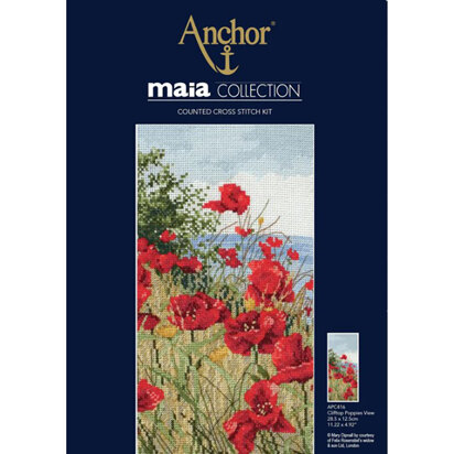 Anchor Clifftop Poppies View Cross Stitch Kit - 12.5 x 28.5 cm
