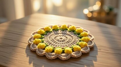 Crochet Round Coaster Pattern PDF + Video Tutorial – Easy Beginner Crochet Table Decor