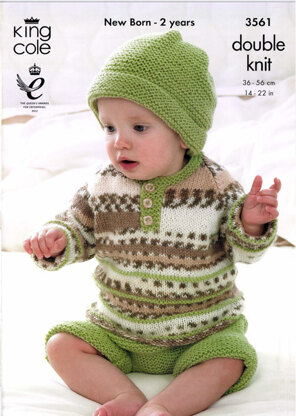 Cardigan, Sweater, Shorts and Hat in King Cole Comfort Prints DK and Comfort Baby DK - 3561
