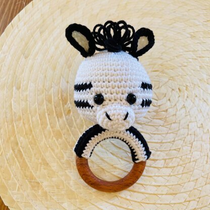 Safari zebra rattle with ring