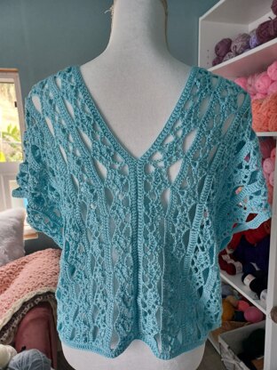 Ice Blue Crochet Lace Blouse