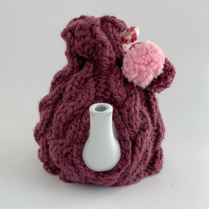 'Cables and Pompoms' Tea Cosy