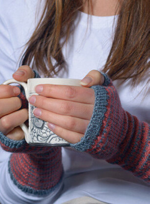 Striped Wristwarmers in The Fibre Co. Canopy Fingering - Downloadable PDF