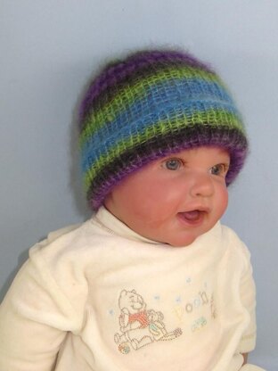 Baby Angel Print Mohair Rib Beanie Hat