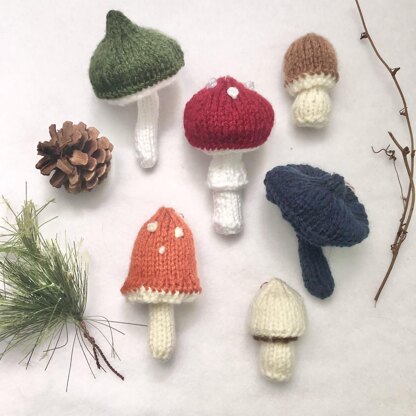 Knit Mushroom Christmas Ornaments