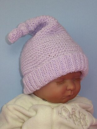 Baby Garter Stitch Topknot Pixie Hat