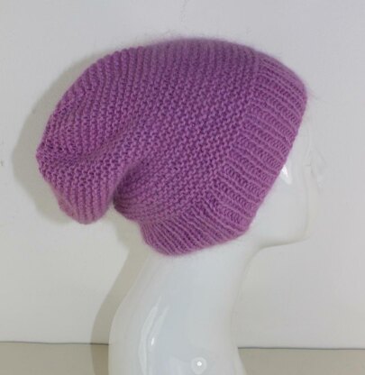 Fluffy Garter Stitch Slouch Hat