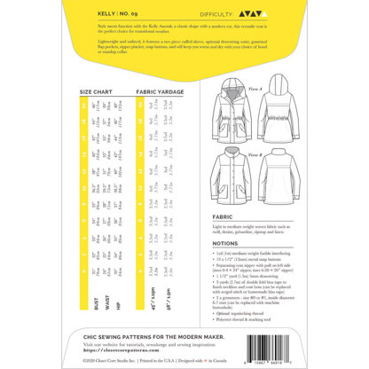 Closet Core Patterns Kelly Anorak CCP09 - Sewing Pattern