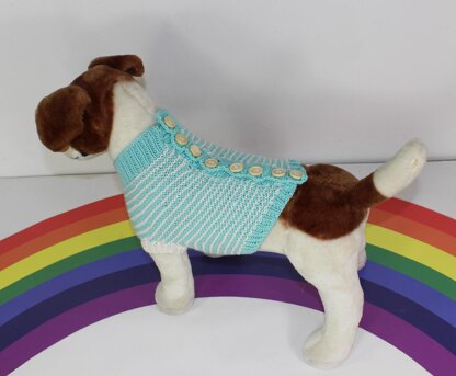 Aran Stripe Back Button Up Garter Stitch Dog Coat