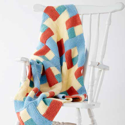 Log Cabin Knit Baby Blanket in Caron One Pound - Downloadable PDF
