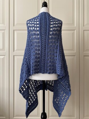 Easy Crochet Wrap Shawl Pattern: Blue-Easy Wrap Shawl