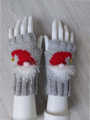 Elf & Gonk Fingerless Gloves Ladies Christmas Gnome BB055