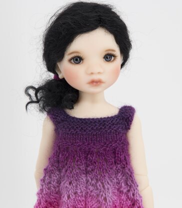 Flower Dress for 13" bjd Avery doll by Meadowdolls. Doll Clothes Knitting Pattern.