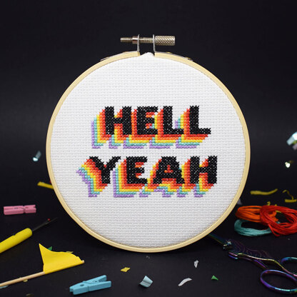 The Make Arcade Hell Yeah Midi Cross Stitch Kit - 5in 