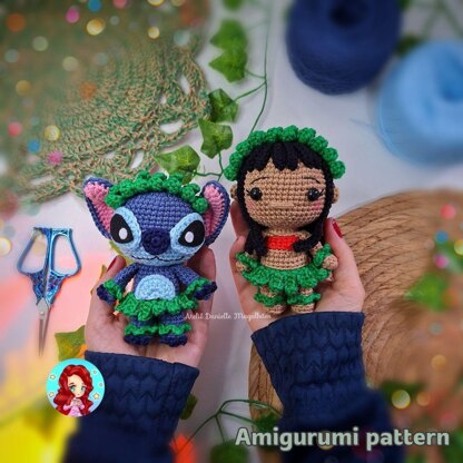 Lilo & Stitch (hawaiian clothing) amigurumi pattern