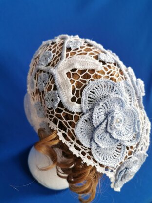 Summer Kerchief hat Irish crochet lace pattern