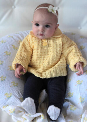 Waffle Knit Baby Polo Jumper in Plymouth Yarn Dandelion 2252 Downloadable PDF LoveCrafts