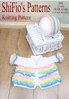 Knitting Pattern baby jacket & hat UK & USA Terms #42