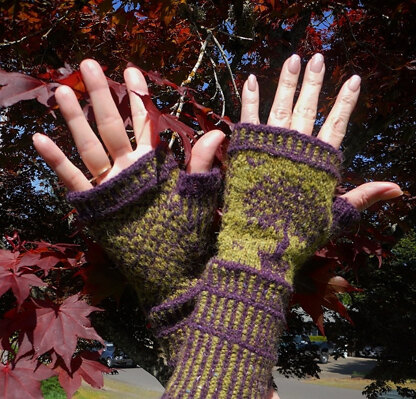 Topiary Fingerless Mitts - Rowan Felted Tweed DK