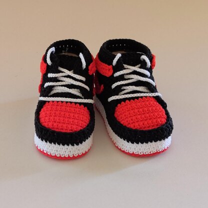 Baby basketball sneakers inspired by Air Jordan Crochet pattern by Anna Ushakova LoveCrafts