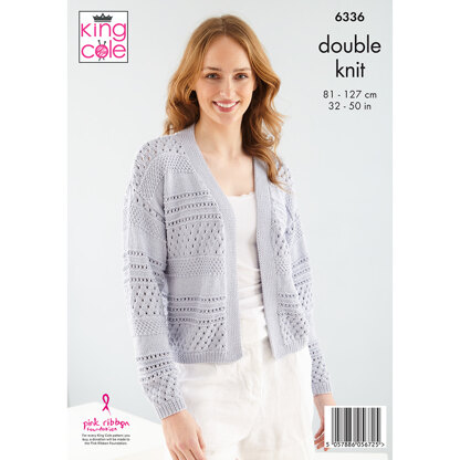 Cardigan and Sweater in King Cole Bamboo Cotton DK - 6336 - Leaflet