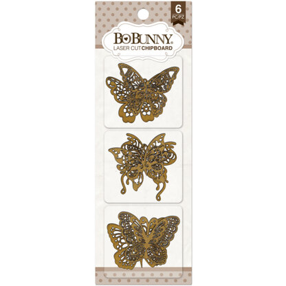 American Crafts BoBunny Laser-Cut Chipboard Shapes 6/Pkg - Butterflies, 6/Pkg