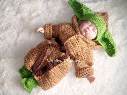 Baby Yoda Hat, Robe and Booties Outfit