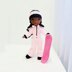 Snowboard doll pattern, amigurumi doll with clothes