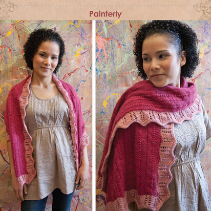 Painterly Wrap in Classic Elite Yarns Magnolia - Downloadable PDF