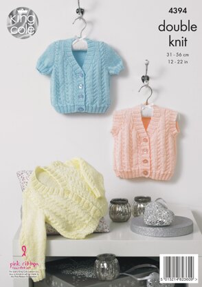 Cardigans & Waistcoat in King Cole Baby Glitz DK - 4394 - Downloadable PDF