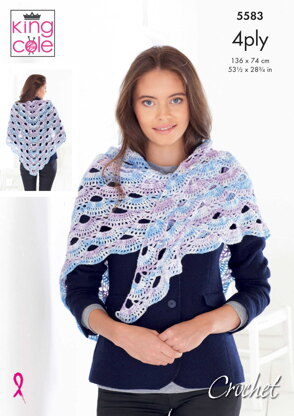 Shawls Crocheted in King Cole Drifter 4ply - 5583 - Downloadable PDF