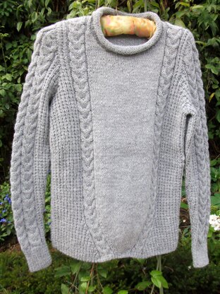 Sweater with Slanting Cables