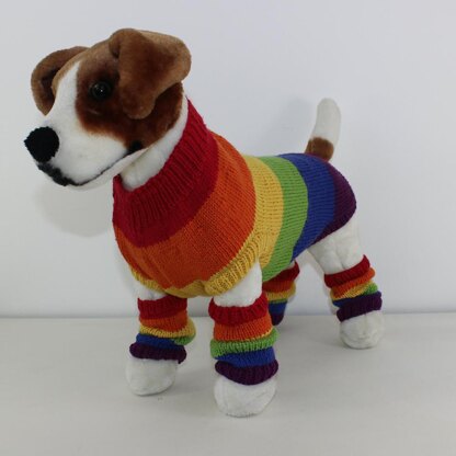 Rainbow Dog Coat and Legwarmers