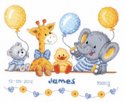 Vervaco Baby Shower Birth Sampler Cross Stitch Kit - 27cm x 22cm