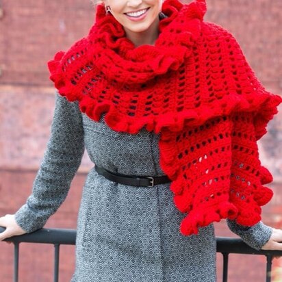 Ruffled Wrap in Red Heart Super Saver Economy Prints - LW3285