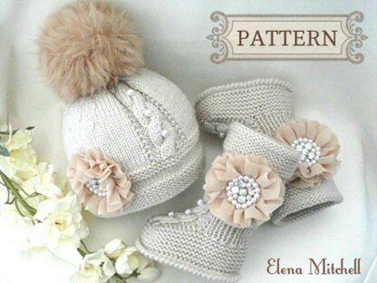 Baby Girl Pattern Knitted Baby Hat Baby Shoes 0 - 12 months