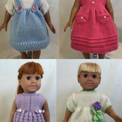 Days of the Week Dresses, Book 2 - Knitting Patterns fit American Girl and other 18-Inch Dolls