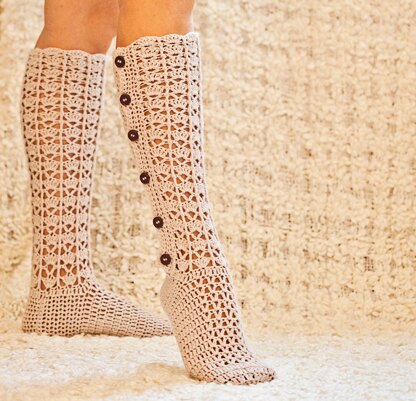 Knee High Buttoned Socks